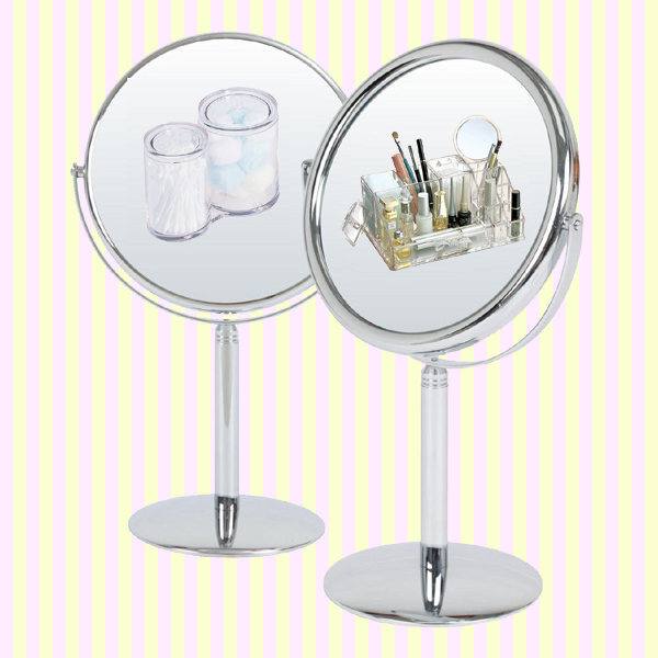 Shiny double sided makeup mirror with 2x magnifier(L)