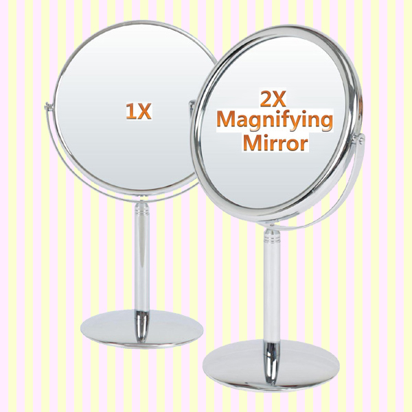 Shiny double sided makeup mirror with 2x magnifier(L)