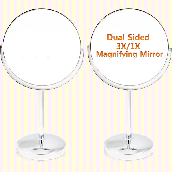 Shiny double sided makeup mirror with 3x magnifier(M)