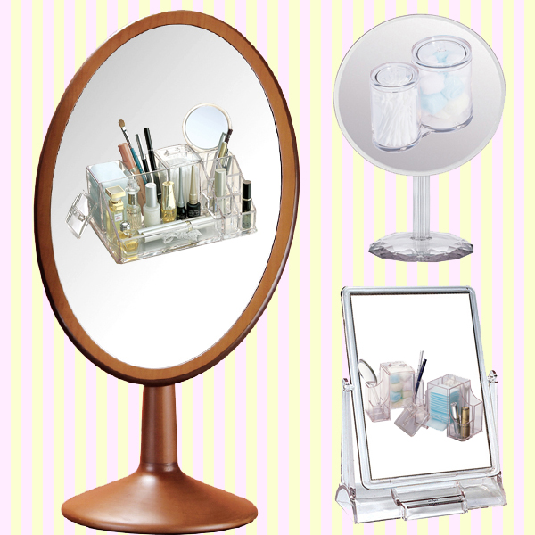 Wooden oval cosmetic mirror(L)-1