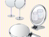 Shiny oval folding hand held mirror with 2x magnifier(M)