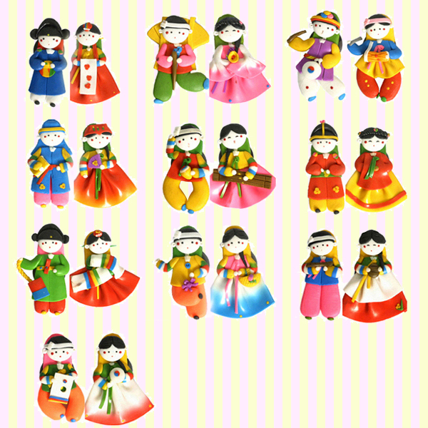 Korean Traditional Couple Figure Colormix Fridge Magnets(10pairs) 칼라믹스 커플 냉장고자석(10쌍묶음)