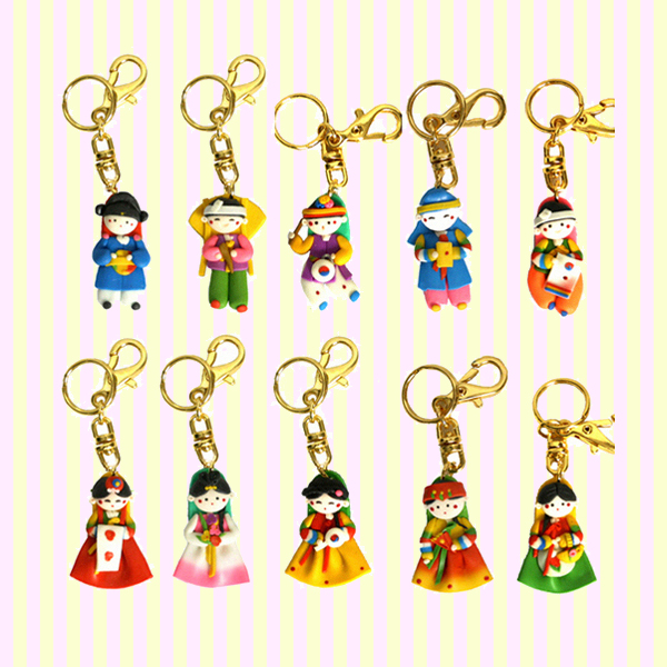 Korean Traditional Figure Key Rings(10pcs) 칼라믹스 열쇠고리(10개묶음)