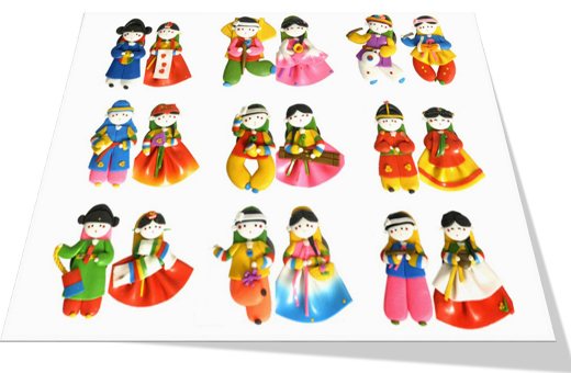 Korean Traditional Couple Figure Colormix Fridge Magnets(10pairs) 칼라믹스 커플 냉장고자석(10쌍묶음)