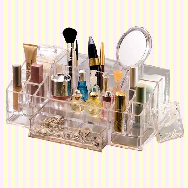 Transparent Cosmetic,Makeup, and Beauty Tools Organizer with a drawer(L) 화장대 정리함(대)