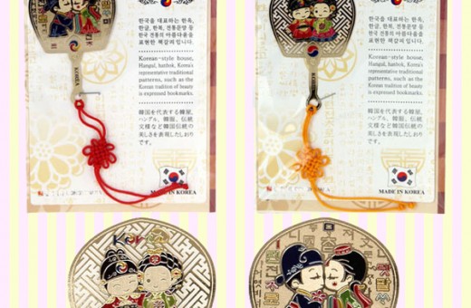 Korean Traditional Fan Shape Couple Bookmarks(10pcs) 한국 민속 부채 커플 책갈피(10개묶음)