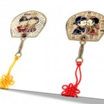 Korean traditional fan shape couple book mark