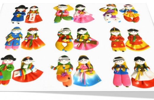 Korean Folk Couple Figure Colormix Fridge Magnets(10pairs) 한국 전통 칼라믹스 커플 냉장고자석(10쌍묶음)