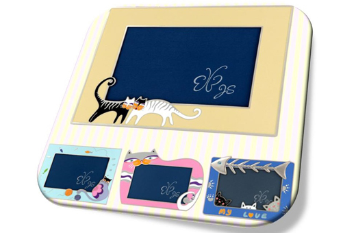 Adorable Cat Loving Picture Frame(sky blue/lemon)/러브 캣 액자(스카이블루/레몬)