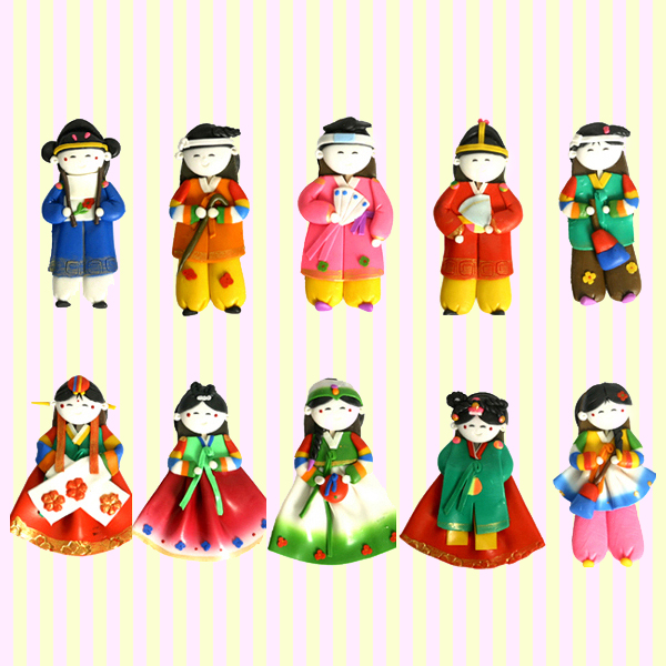 Korean Traditional Figure Colormix Fridge Magnets(10pcs) 칼라믹스 싱글 냉장고자석(10개묶음)