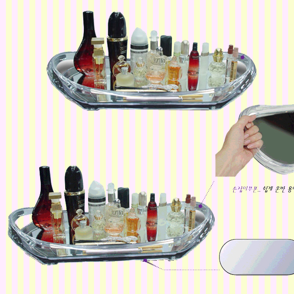 Transparent Cosmetic Display Mirror Tray(L) 샤인 아트 쟁반거울(대)